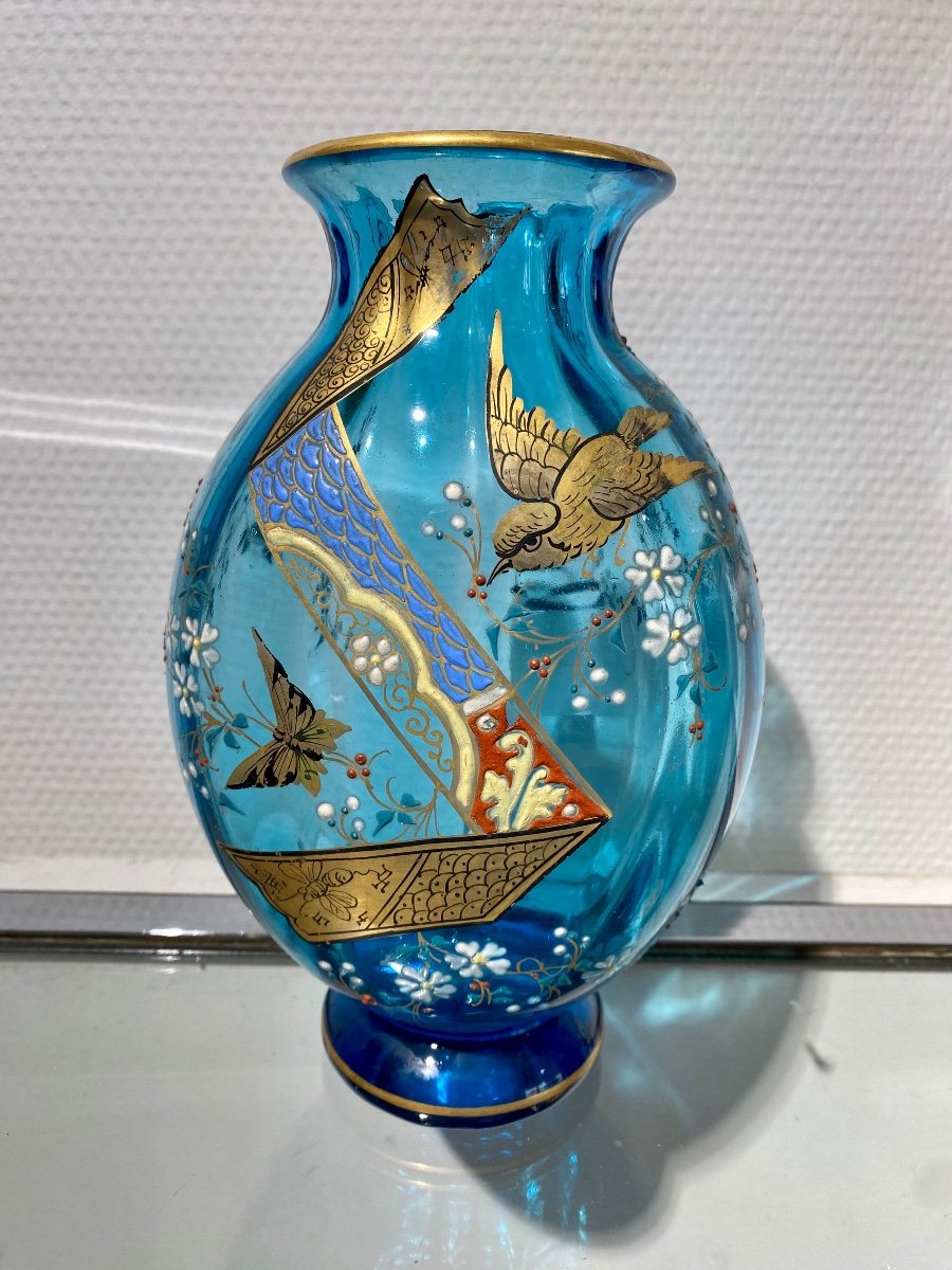 Cristal De Saint Louis Vase émaillé Art Nouveau