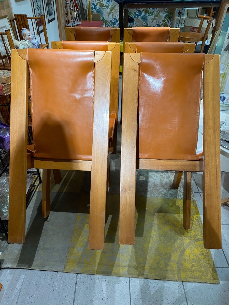 Luigi Gorgoni Six Chairs In Solid Elm-photo-4