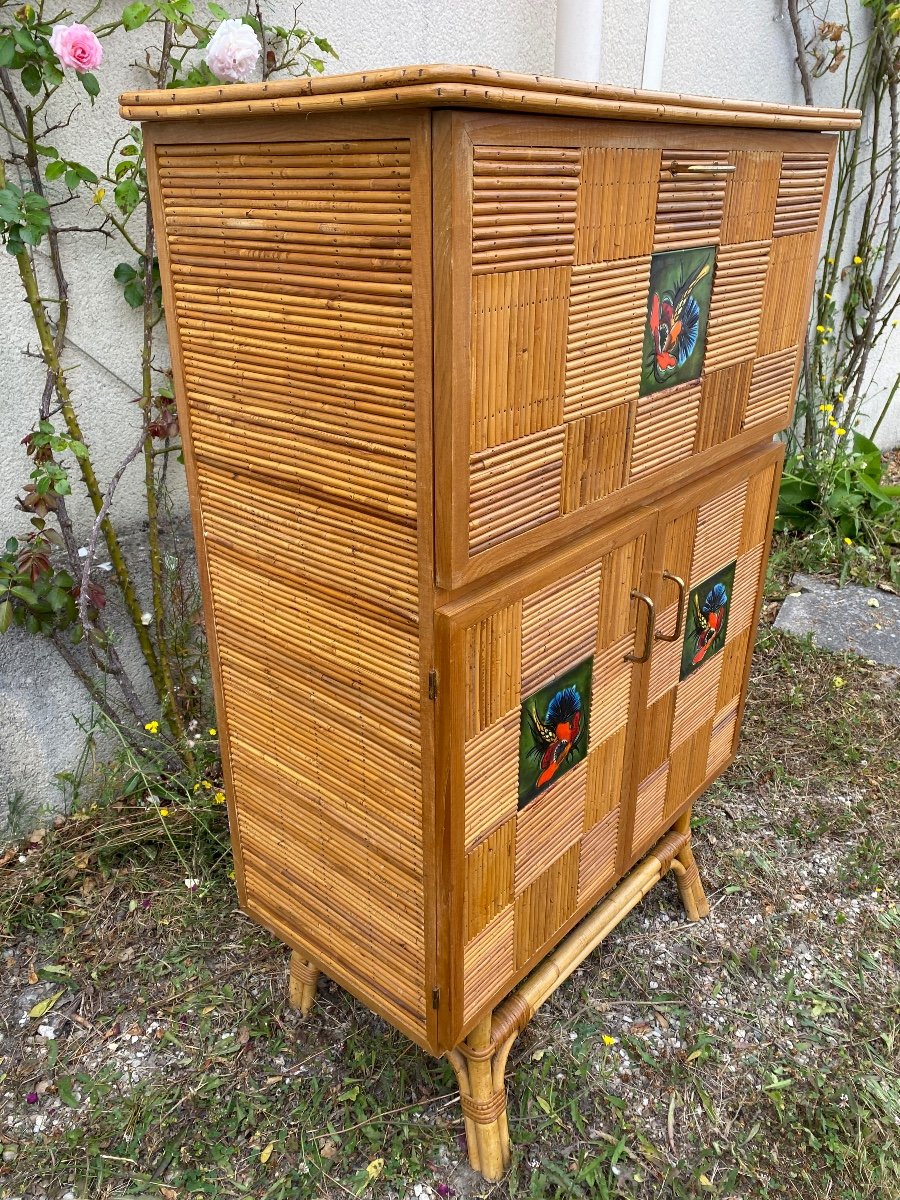 Audoux Et Minet Buffet In Rattan And Ceramic -photo-2