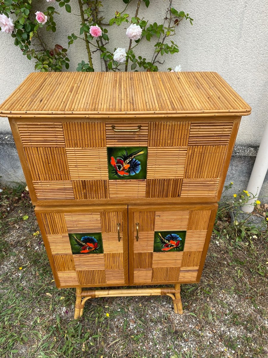 Audoux Et Minet Buffet In Rattan And Ceramic -photo-3