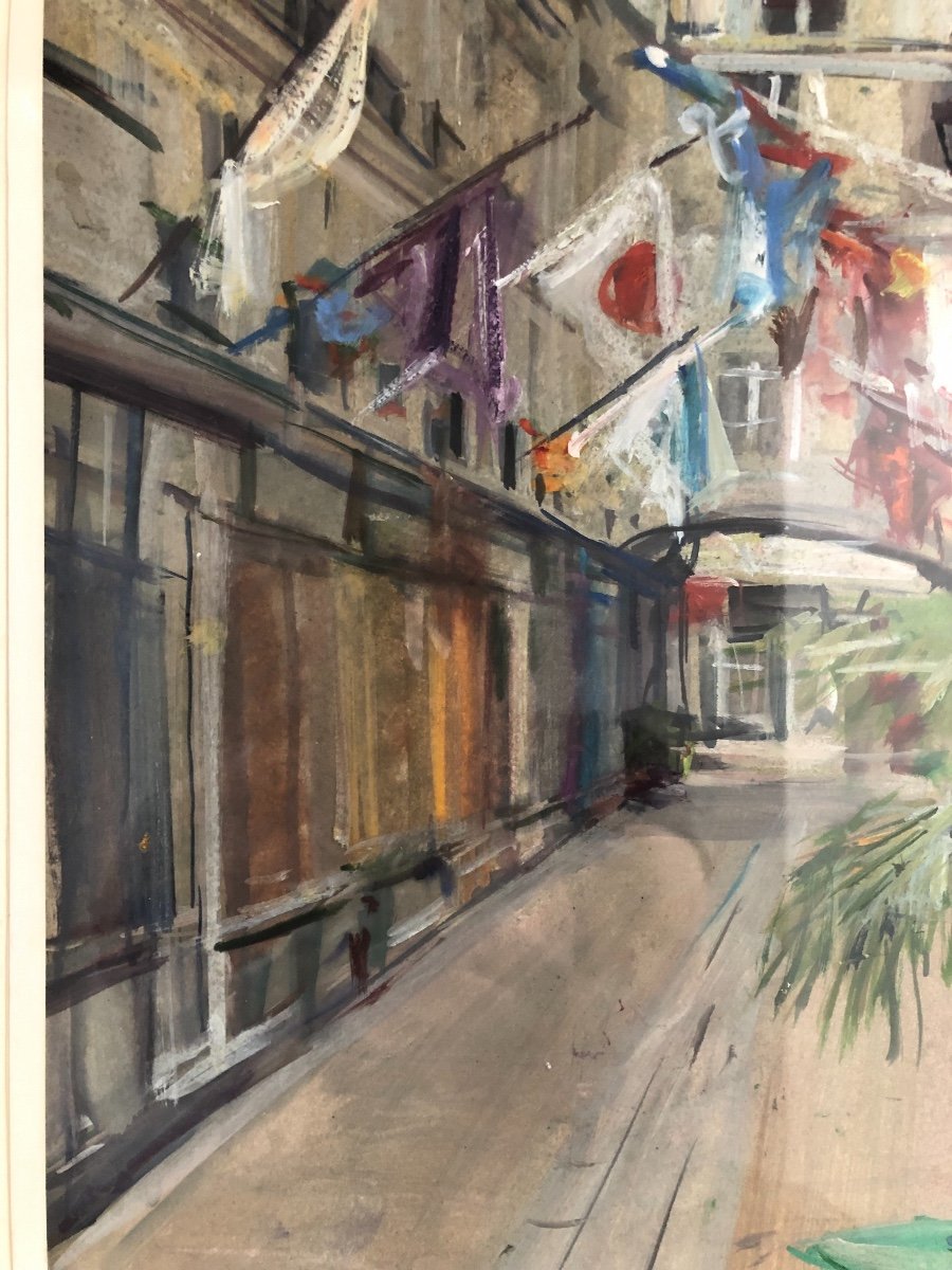 Marc Rassiat Gouache  Sur Papier Rue De Paris-photo-1