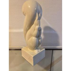 Art Deco White Ceramic Squirrel Knight