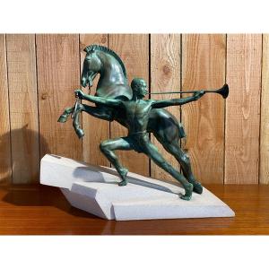 Max Le Verrier Sculpture "the Call" Art Deco