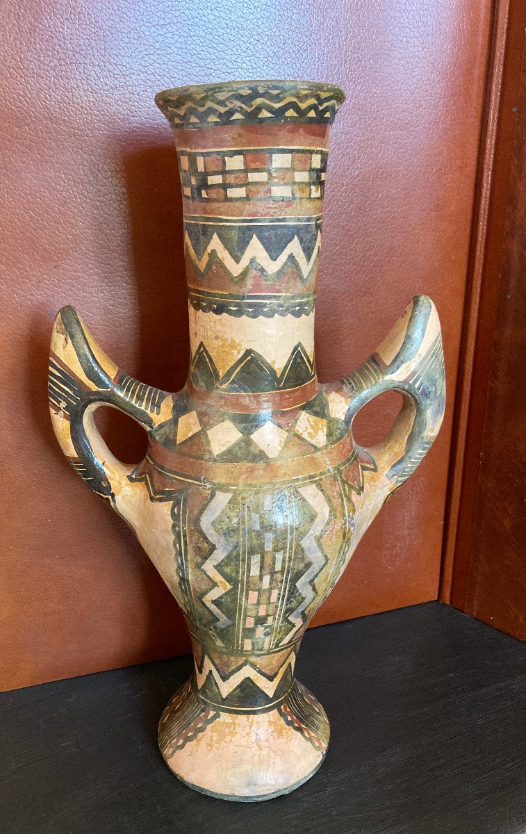 Ideqqi - Poterie Polychrome Berbère - Afrique Du Nord XIXe 