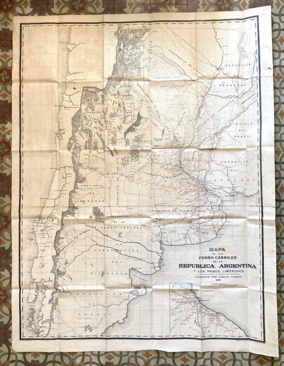 Map Of Argentina Nineteenth - Mapa De Los Ferro Carriles Republica Argentina - Carlos Gordon-photo-2