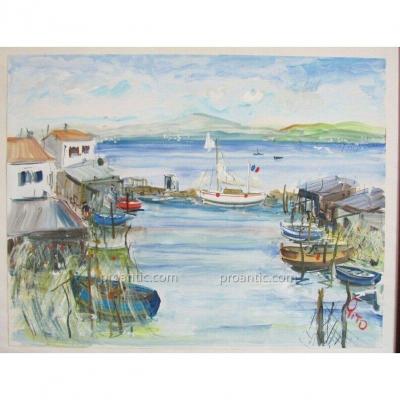 Watercolor - Mont St Clair - Etang De Thau - Pito (1924-2000)
