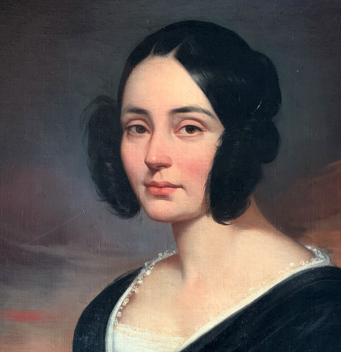 Ecole Française Vers 1840, Dans Le Goût De Dubufe, Portrait De Jeune Femme, Huile-photo-2