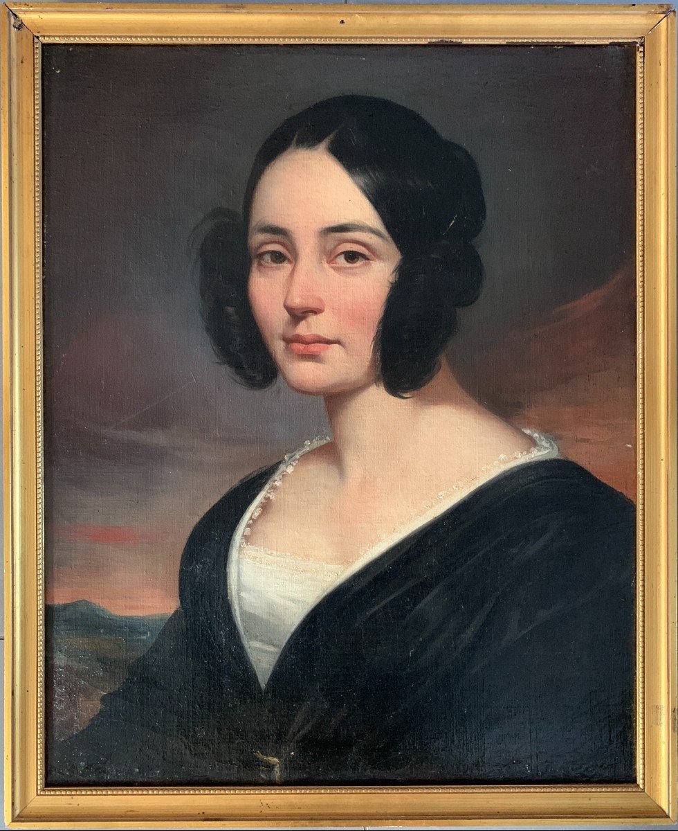 Ecole Française Vers 1840, Dans Le Goût De Dubufe, Portrait De Jeune Femme, Huile-photo-4