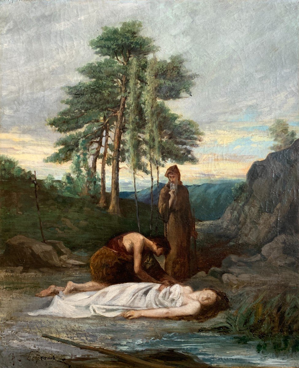 Jacques Théodore Legrand (1853-1897), La Mort d'Atala, Esquisse? Huile Sur Toile Signée