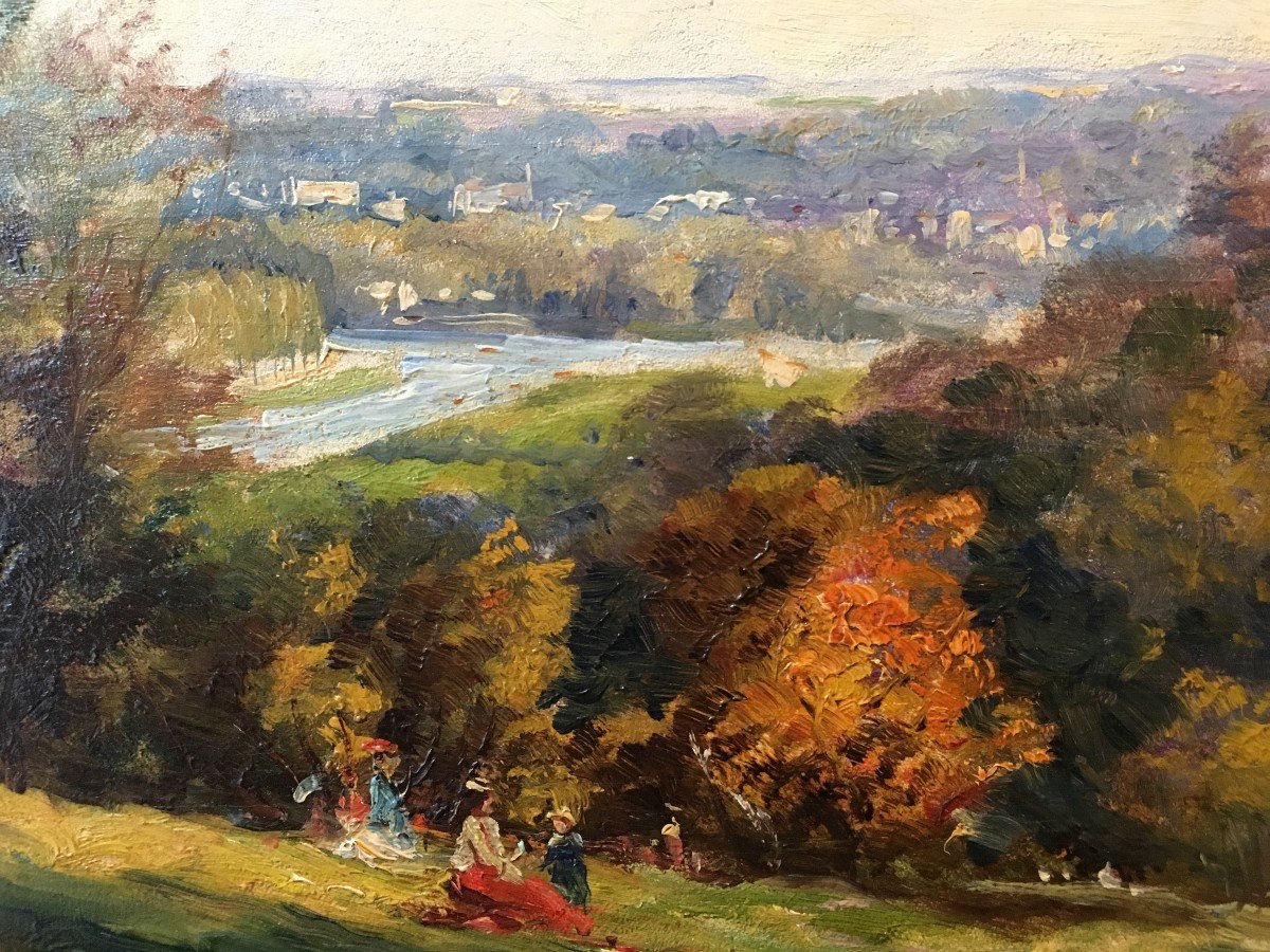 Adolphe Bachmann (born Around 1880), Animated View Of The Park Of Saint Cloud, Oil On Panel-photo-3