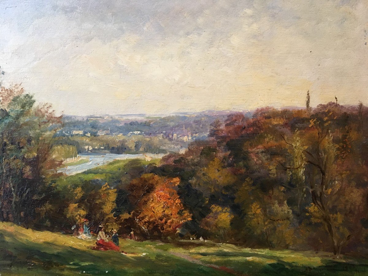 Adolphe Bachmann (born Around 1880), Animated View Of The Park Of Saint Cloud, Oil On Panel-photo-4