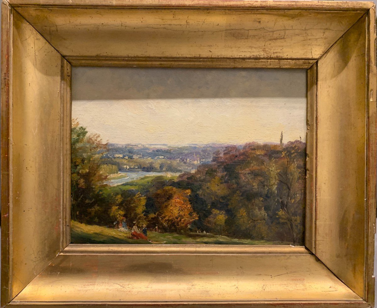 Adolphe Bachmann (né Vers 1880), Vue Animée Du Parc De Saint Cloud, Huile Sur Panneau-photo-2