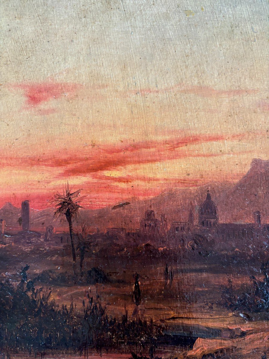 Aimé Louis André (lyon 1815-1885), Orientalist Landscape: North Africa Or Lebanon? Oil Paper-photo-3