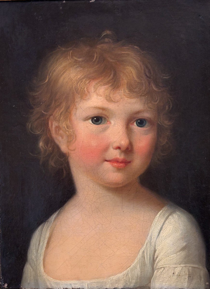 Elisa Victorine Henry (1790-1873), Portrait Of A Child, Oil On Canvas, Woman Painter