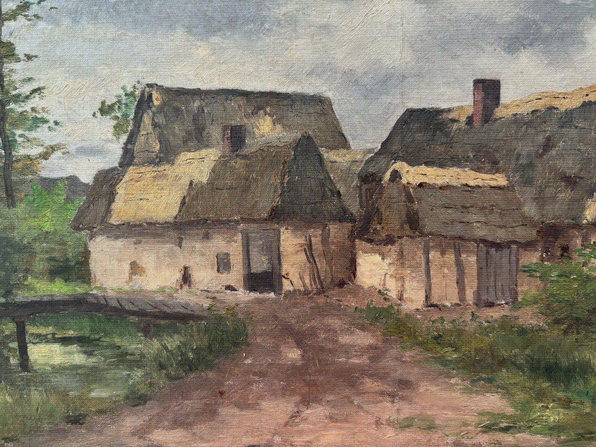 Arthur Perdreau (19th-20th Century), Farmhouse In Normandy?, Barbizon School, Oil On Canvas-photo-2