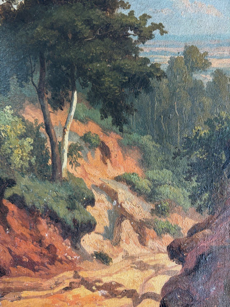 Ecole Française Du Milieu Du XIXe Siècle, Paysage, Huile Sur Toile-photo-4