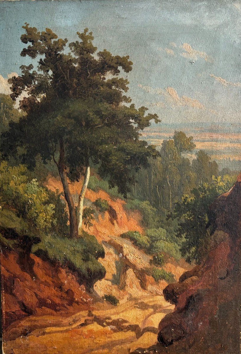 Ecole Française Du Milieu Du XIXe Siècle, Paysage, Huile Sur Toile