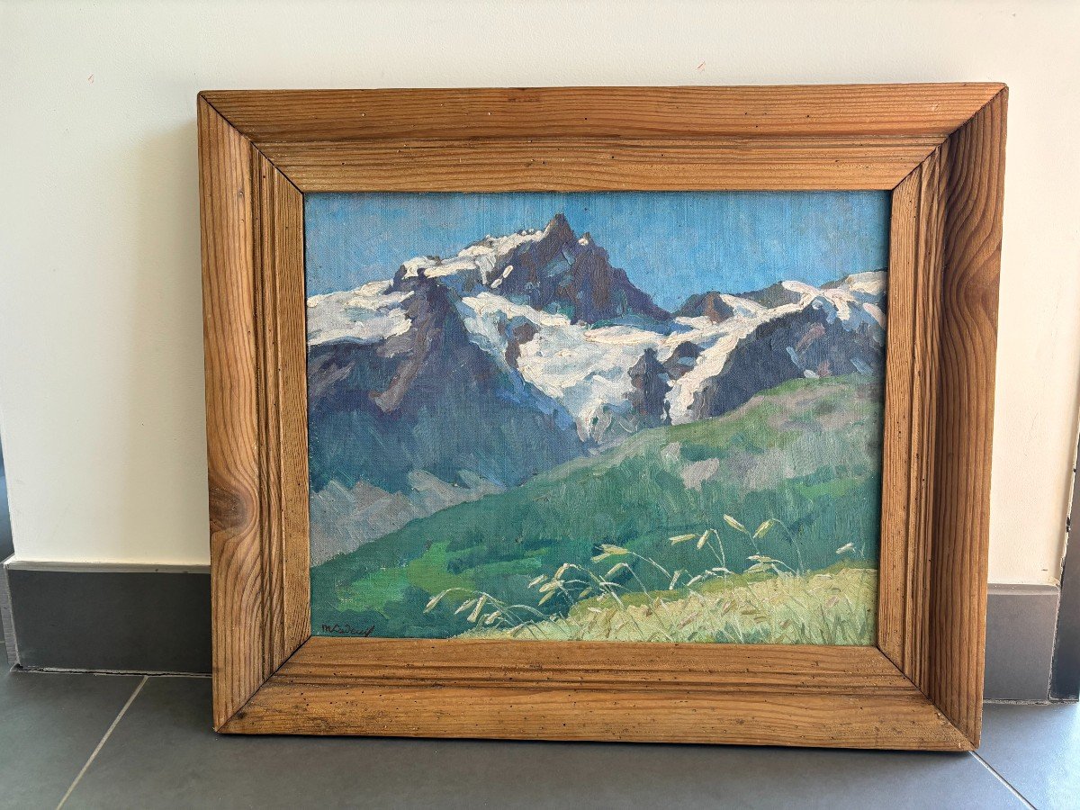 Marcelle Ladeuil (1895-1983), La Meije: Mountain In The Ecrins Massif, Oil On Canvas-photo-1