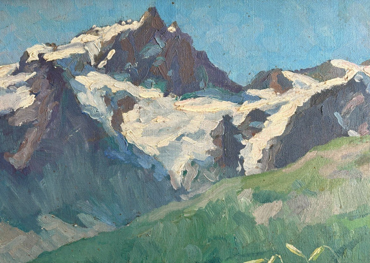 Marcelle Ladeuil (1895-1983), La Meije: Mountain In The Ecrins Massif, Oil On Canvas-photo-2