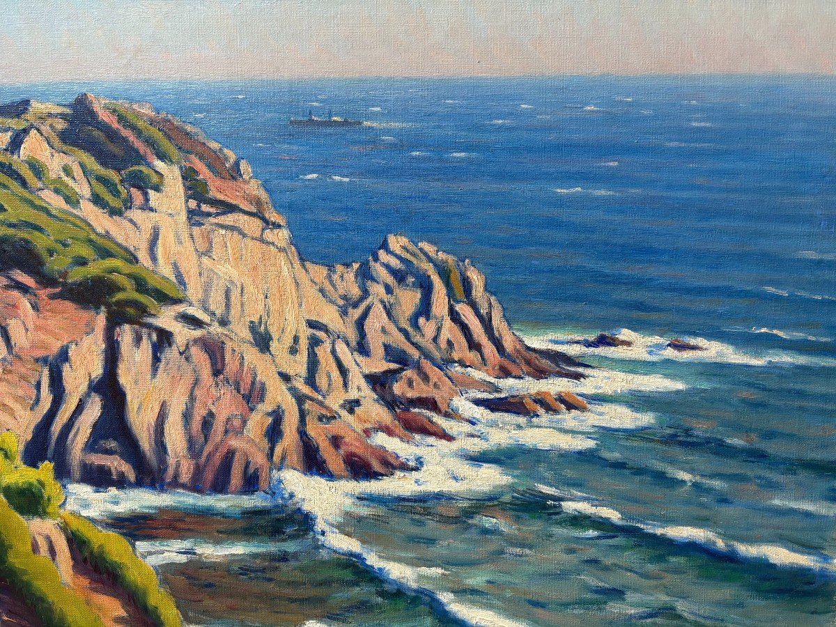 Charles Victor Guilloux (1866-1946), The Wild Coast, Oil On Canvas-photo-1