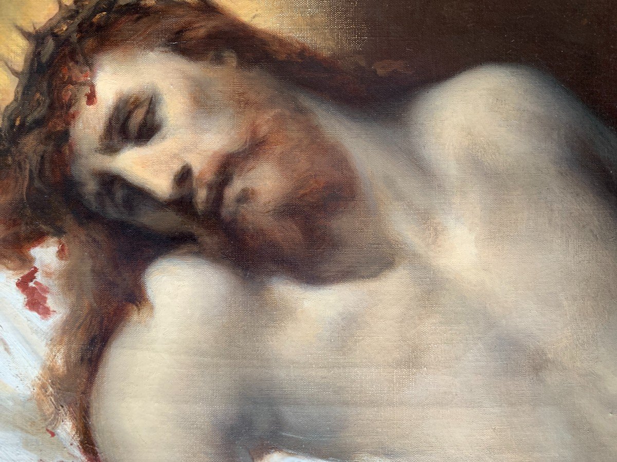 Félix Giacomotti (1828-1909), Christ à La Couronne, Huile Sur Toile, 1893-photo-2