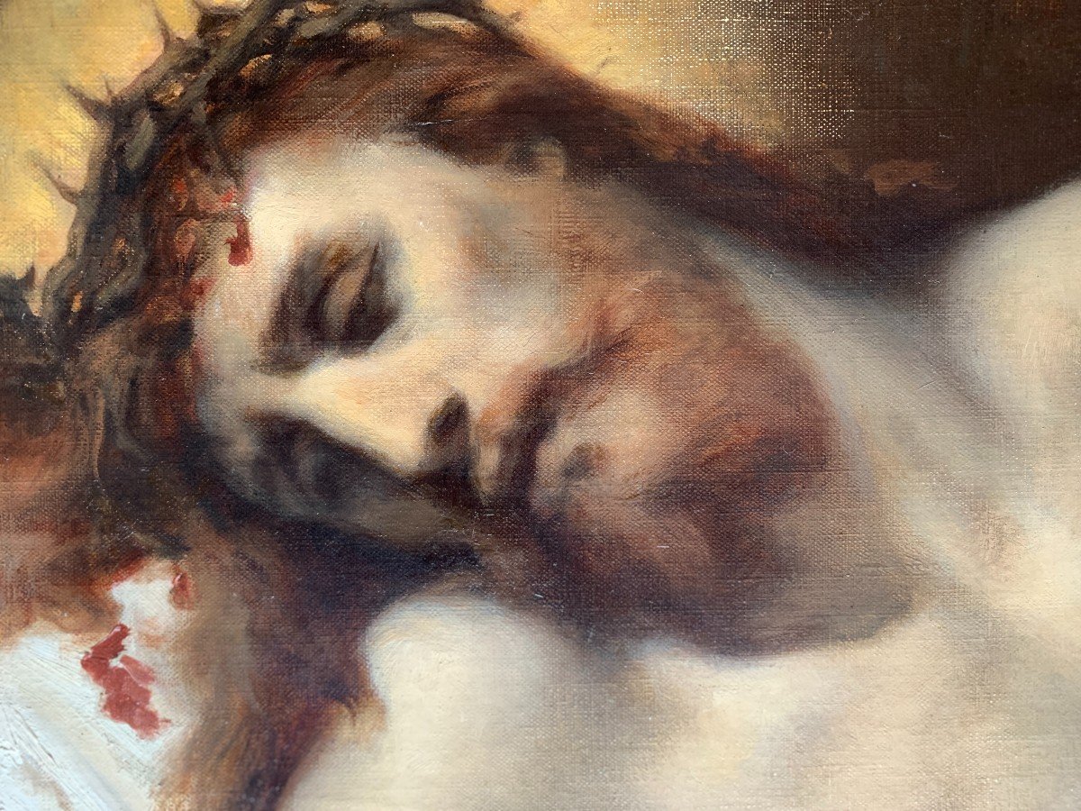 Félix Giacomotti (1828-1909), Christ à La Couronne, Huile Sur Toile, 1893-photo-4