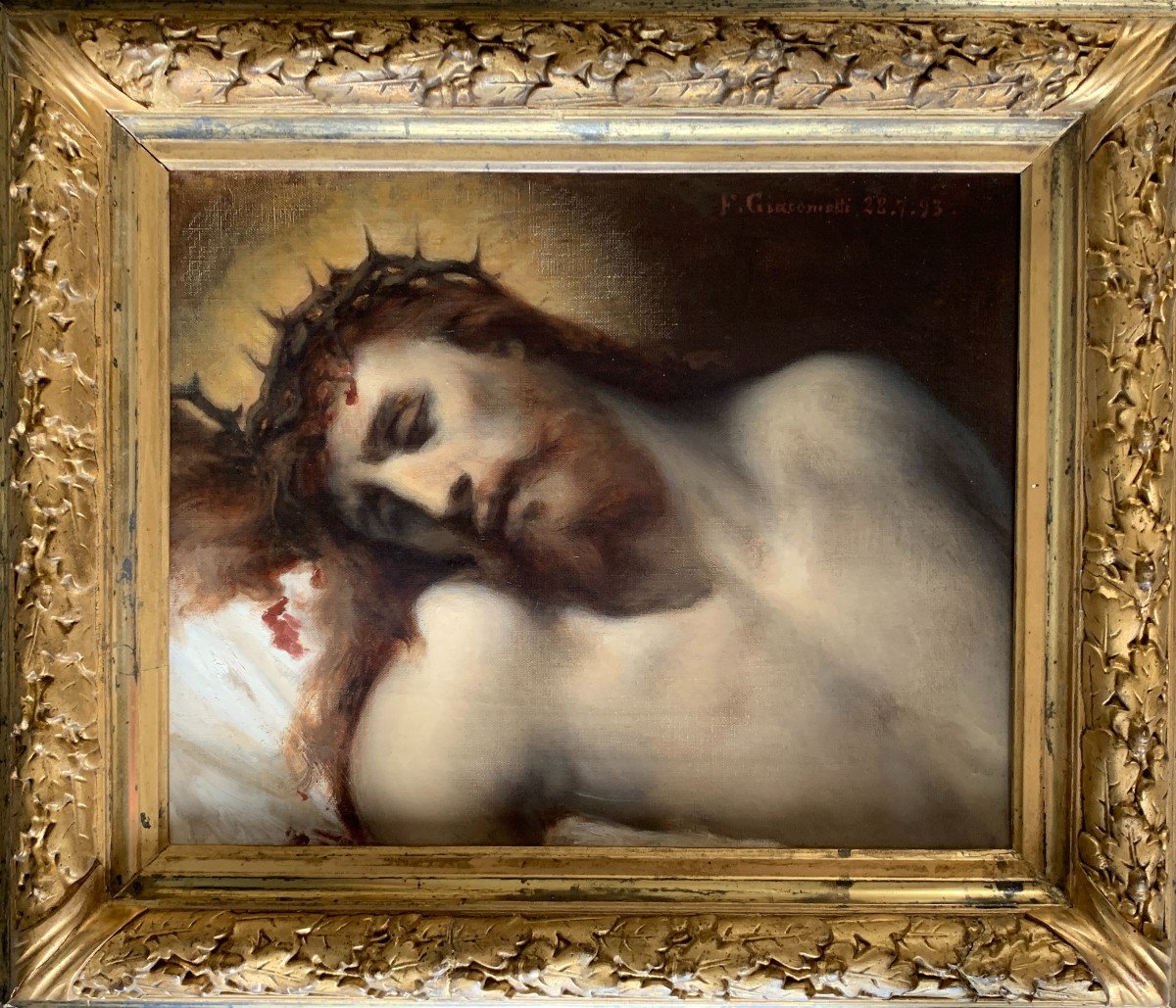 Félix Giacomotti (1828-1909), Christ With The Crown, Oil On Canvas, 1893-photo-1