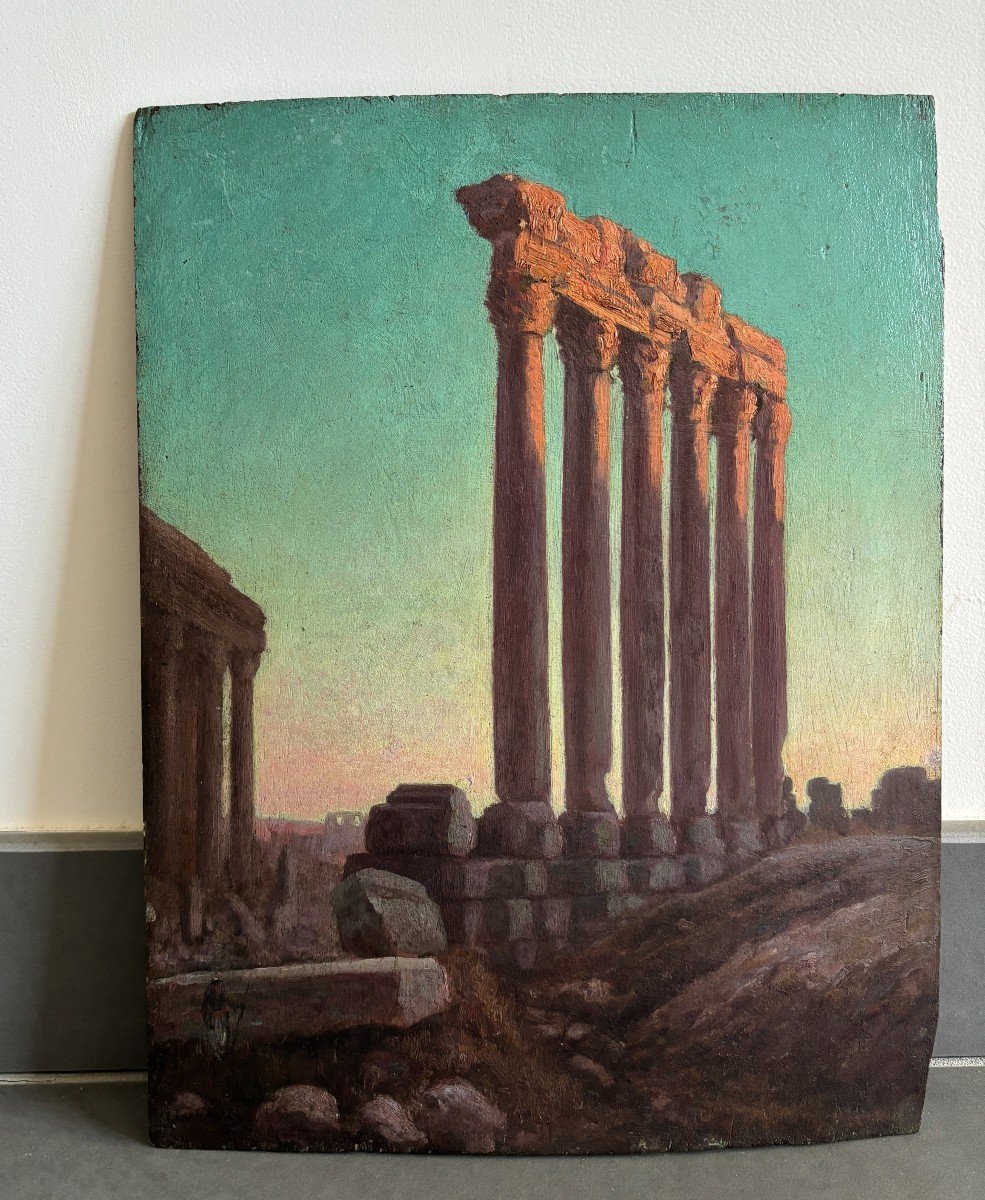 Rodolphe Lindemann (19th-20th Century), Ruins Of The Temple Of Jupiter At Baalbek In Lebanon, Orientalism-photo-2