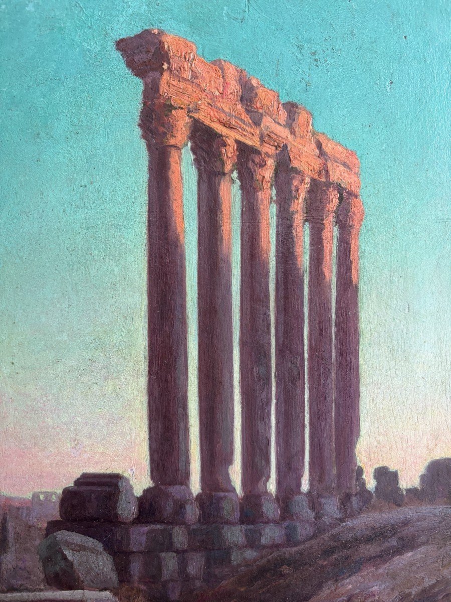 Rodolphe Lindemann (19th-20th Century), Ruins Of The Temple Of Jupiter At Baalbek In Lebanon, Orientalism-photo-3