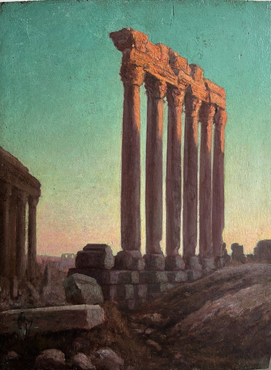 Rodolphe Lindemann (19th-20th Century), Ruins Of The Temple Of Jupiter At Baalbek In Lebanon, Orientalism