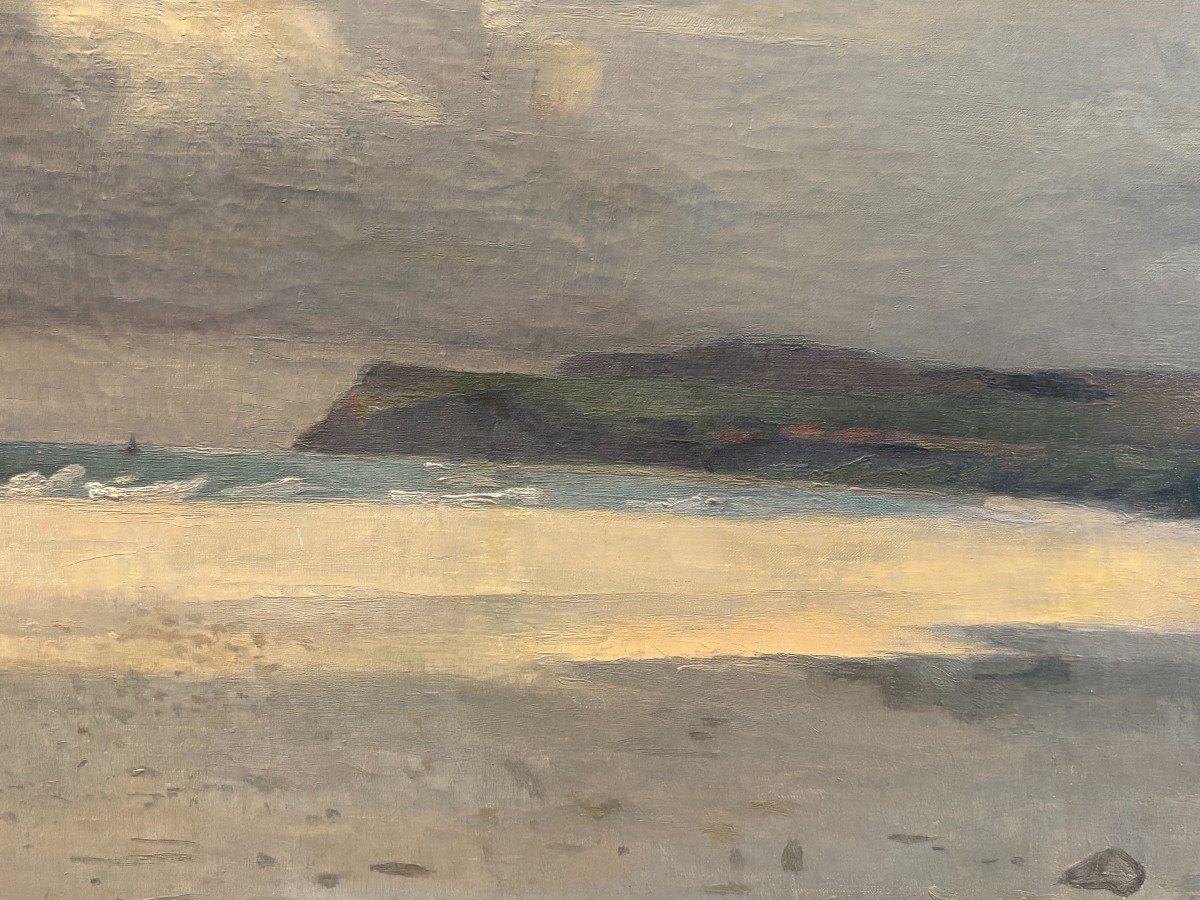 Silas Broux (roubaix 1867-1957), Paysage Marin : Vue Présumée Du Cap Blanc-nez, Huile, 1897-photo-1