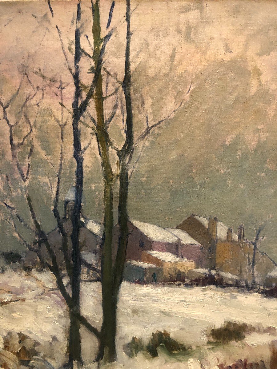 Léon Broquet (1869-1935), Paysage Hivernal, Huile Sur Toile, Impressionnisme, élève de Monet-photo-2