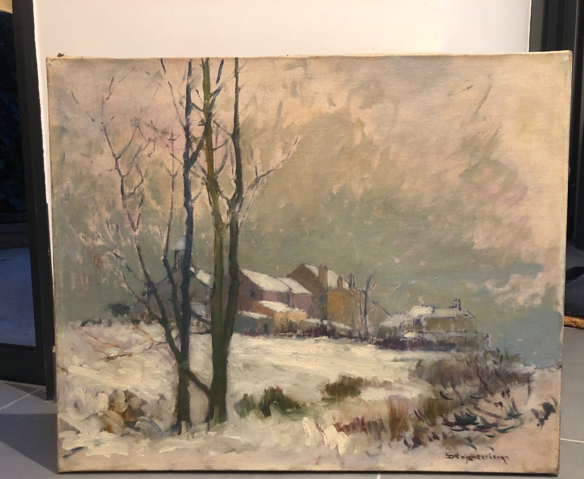 Léon Broquet (1869-1935), Paysage Hivernal, Huile Sur Toile, Impressionnisme, élève de Monet-photo-4