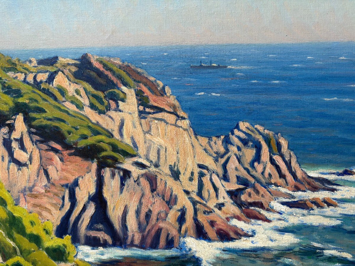 Charles Victor Guilloux (1866-1946), The Wild Coast, Oil On Canvas-photo-3