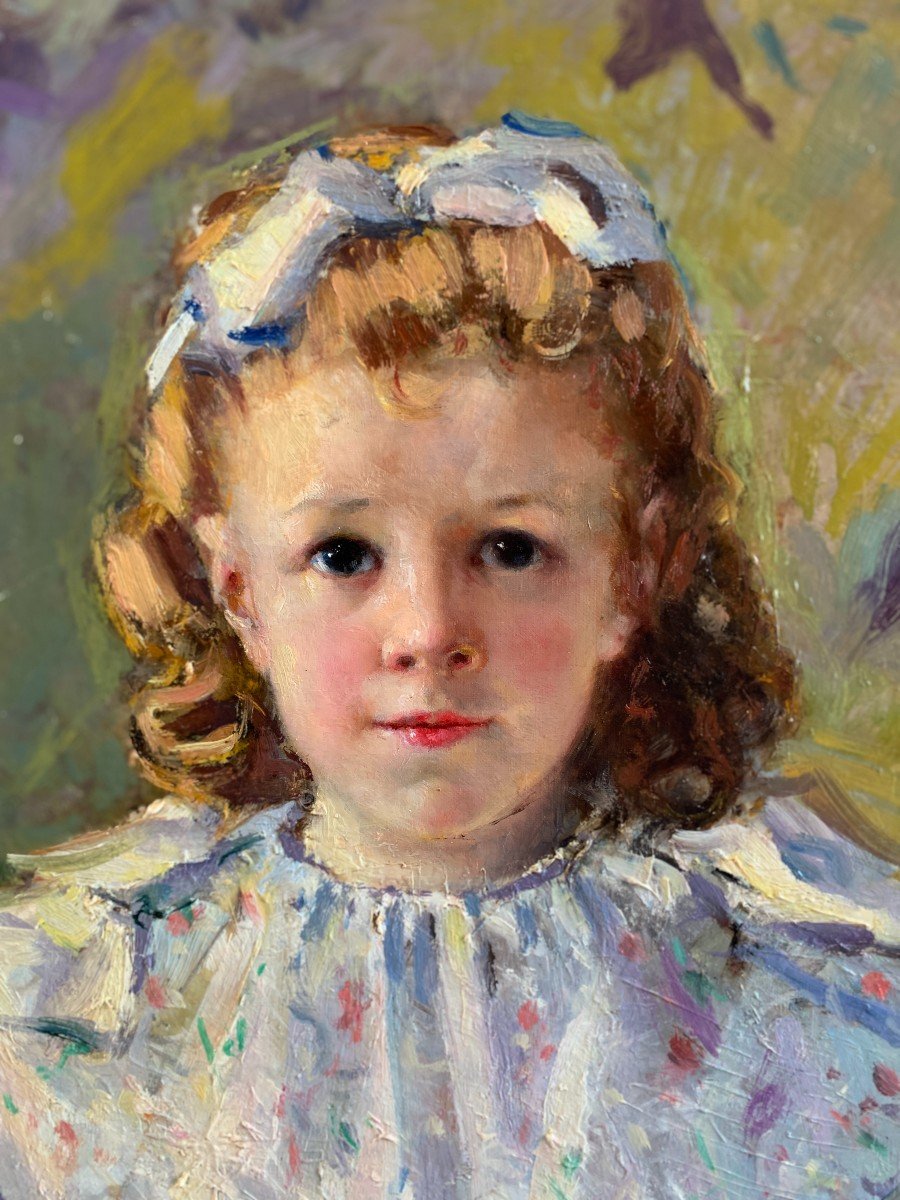 French School ? Circa 1900, Portrait Of A Young Girl, Post Impressionism, Oil On Canvas-photo-2