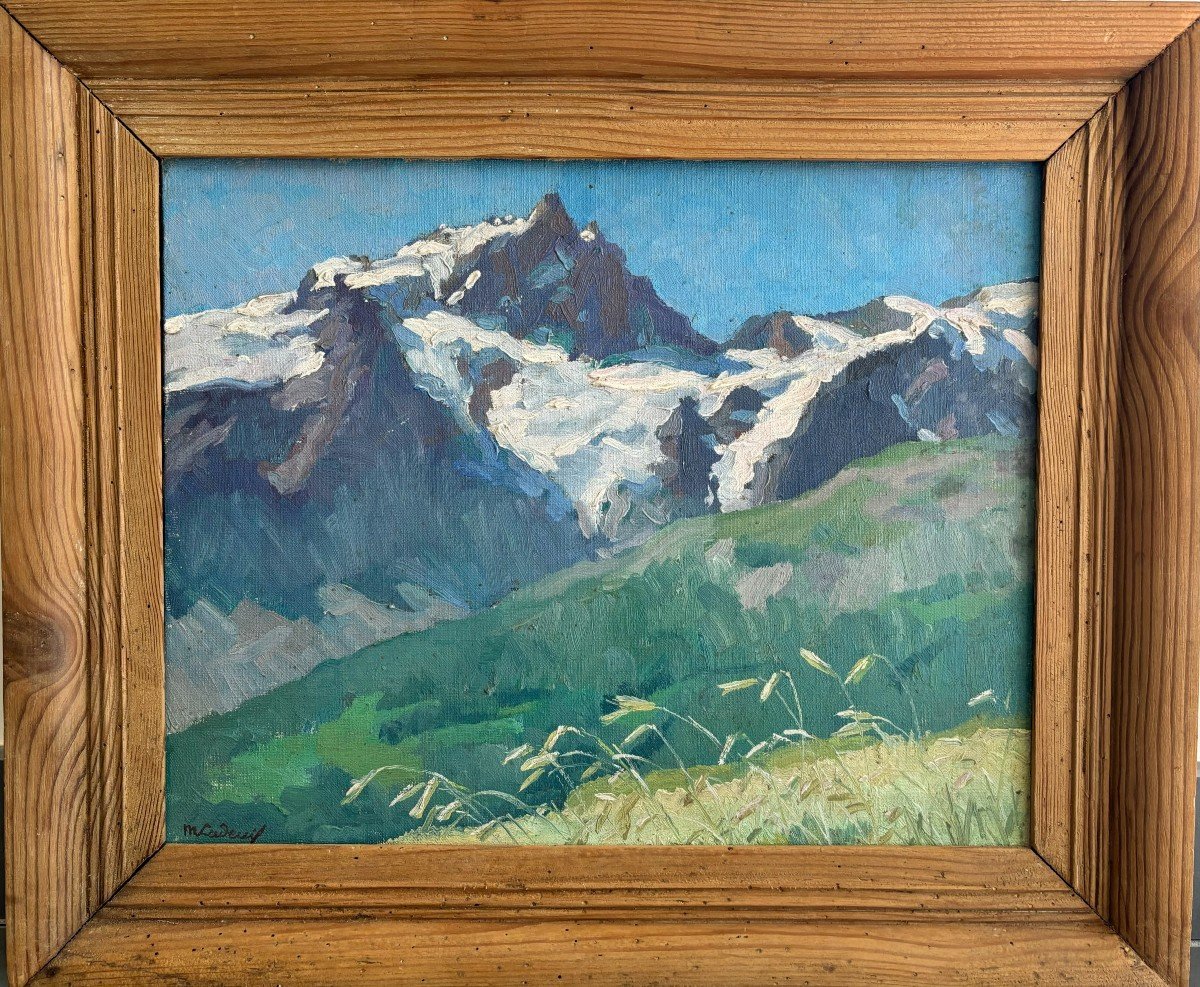 Marcelle Ladeuil (1895-1983), La Meije : Montagne Dans Le Massif Des Ecrins, Huile Sur Toile-photo-2