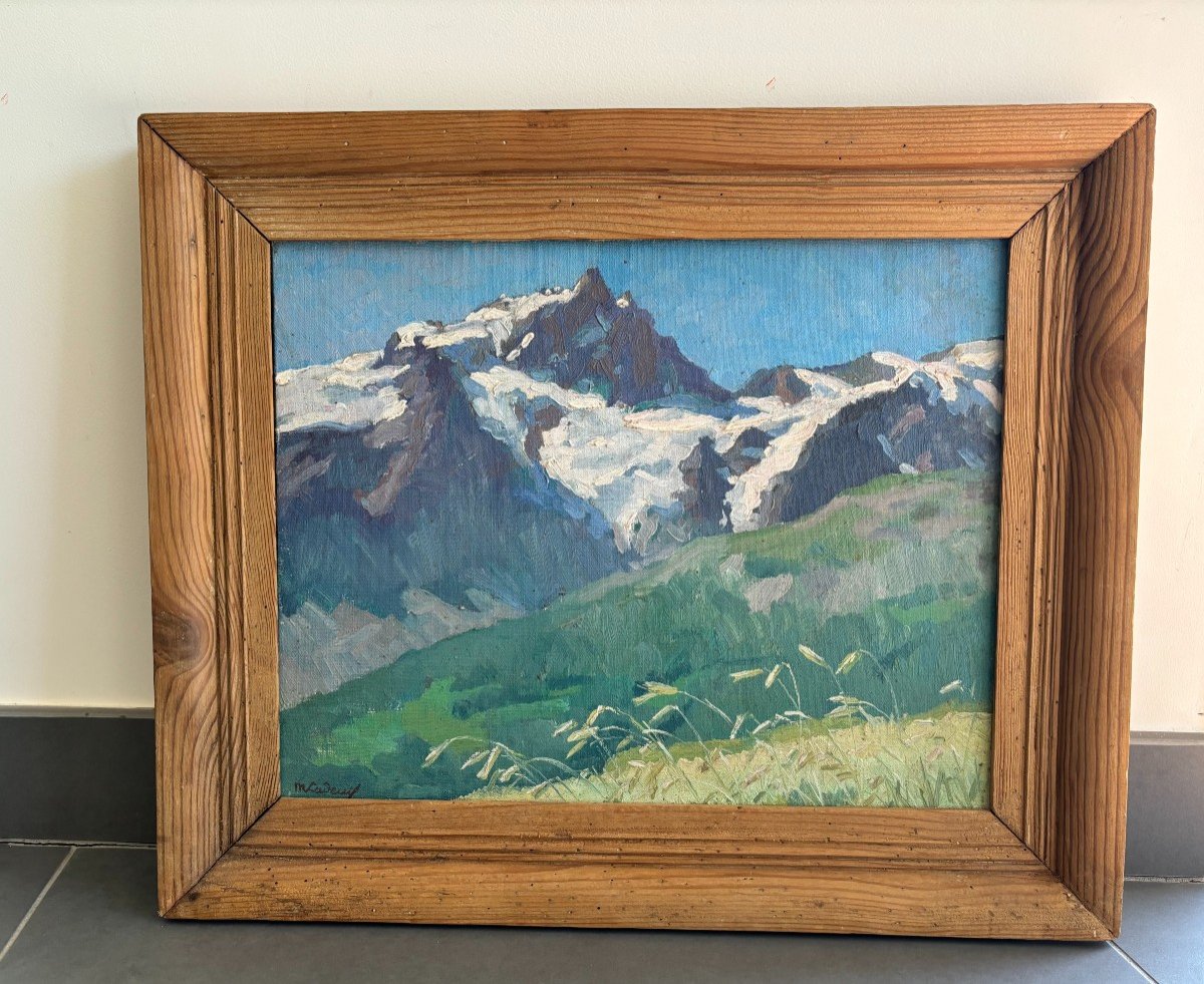 Marcelle Ladeuil (1895-1983), La Meije : Montagne Dans Le Massif Des Ecrins, Huile Sur Toile-photo-3