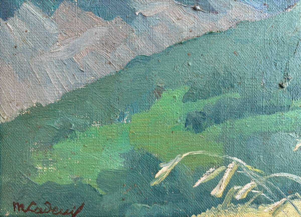 Marcelle Ladeuil (1895-1983), La Meije : Montagne Dans Le Massif Des Ecrins, Huile Sur Toile-photo-1