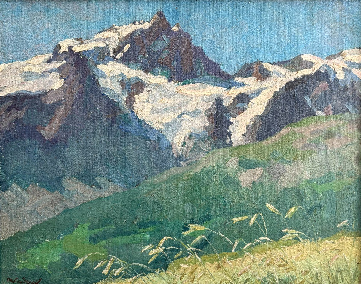 Marcelle Ladeuil (1895-1983), La Meije : Montagne Dans Le Massif Des Ecrins, Huile Sur Toile