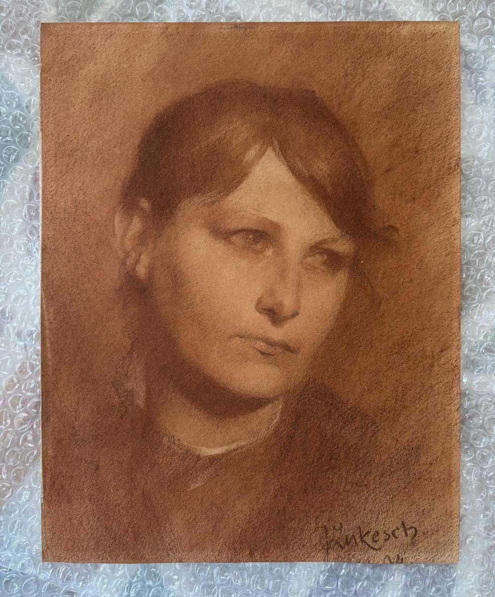 Ecole Tchèque Ou Autrichienne, Portrait De Femme, Dessin, Art Nouveau-photo-3