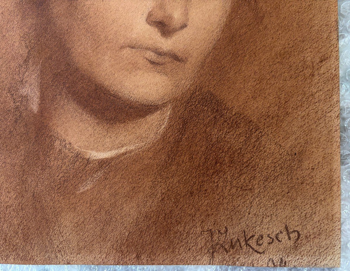 Ecole Tchèque Ou Autrichienne, Portrait De Femme, Dessin, Art Nouveau-photo-4