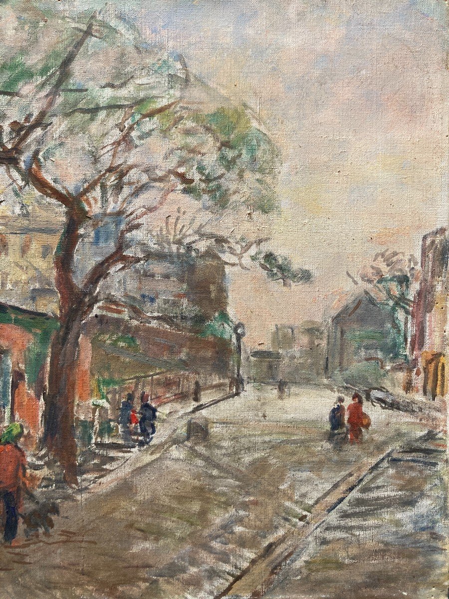 François Géo (1880-1968), The Agile Rabbit In Montmartre, Paris, Oil On Canvas-photo-3