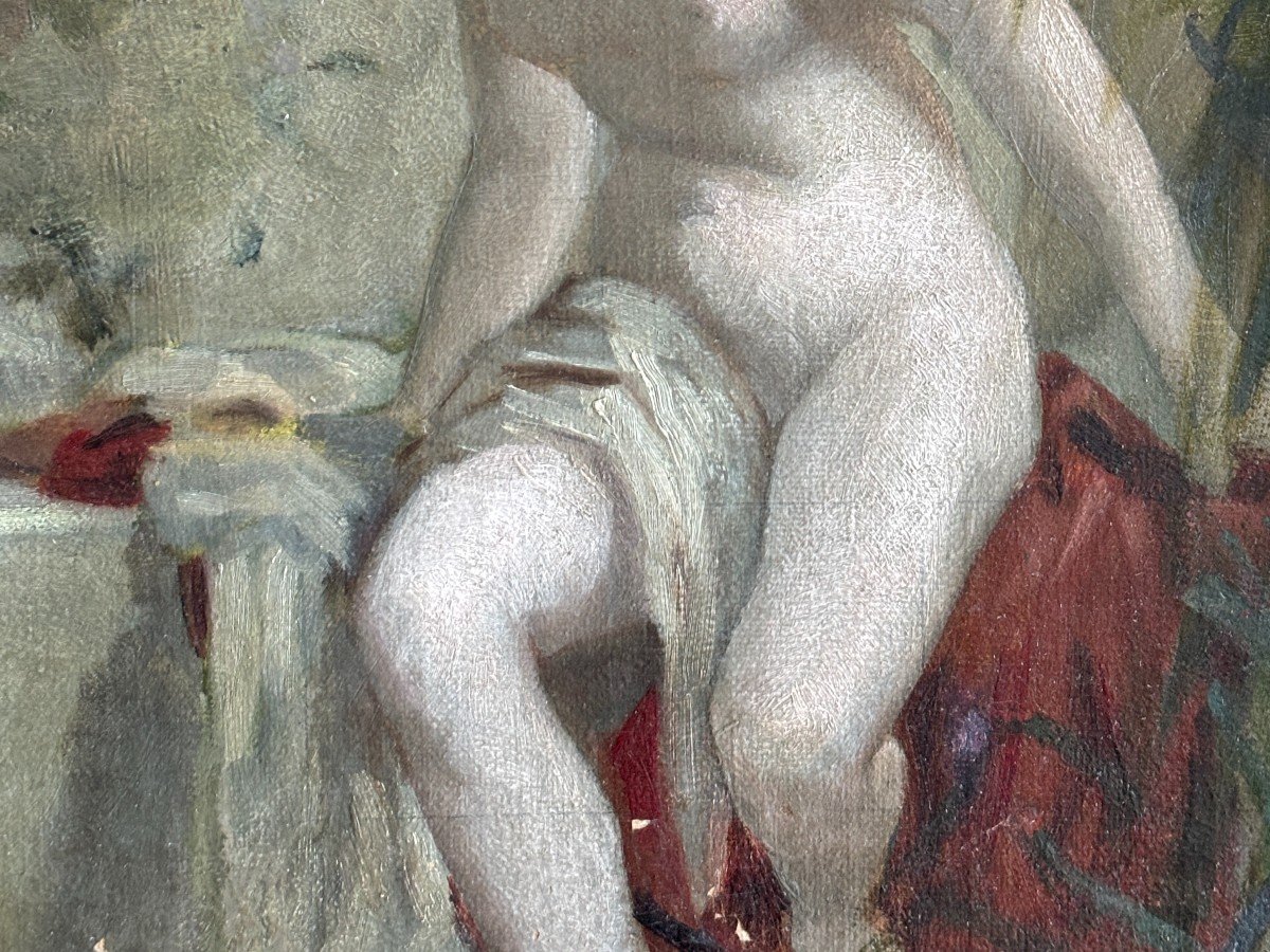 Léon Jean Pétua (1846-1921), Esquisse Pour Suzanne Au Bain, Huile, Salon De 1880-photo-3