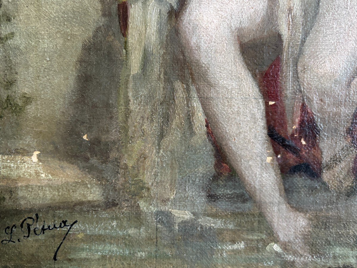 Léon Jean Pétua (1846-1921), Esquisse Pour Suzanne Au Bain, Huile, Salon De 1880-photo-1