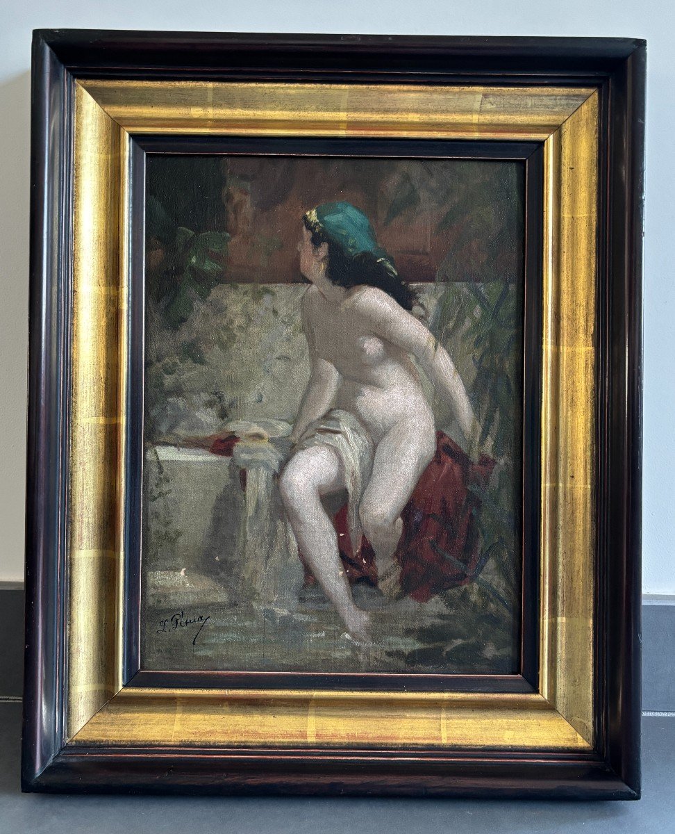 Léon Jean Pétua (1846-1921), Esquisse Pour Suzanne Au Bain, Huile, Salon De 1880-photo-2