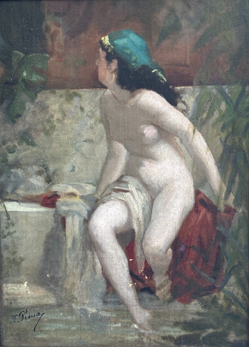 Léon Jean Pétua (1846-1921), Esquisse Pour Suzanne Au Bain, Huile, Salon De 1880