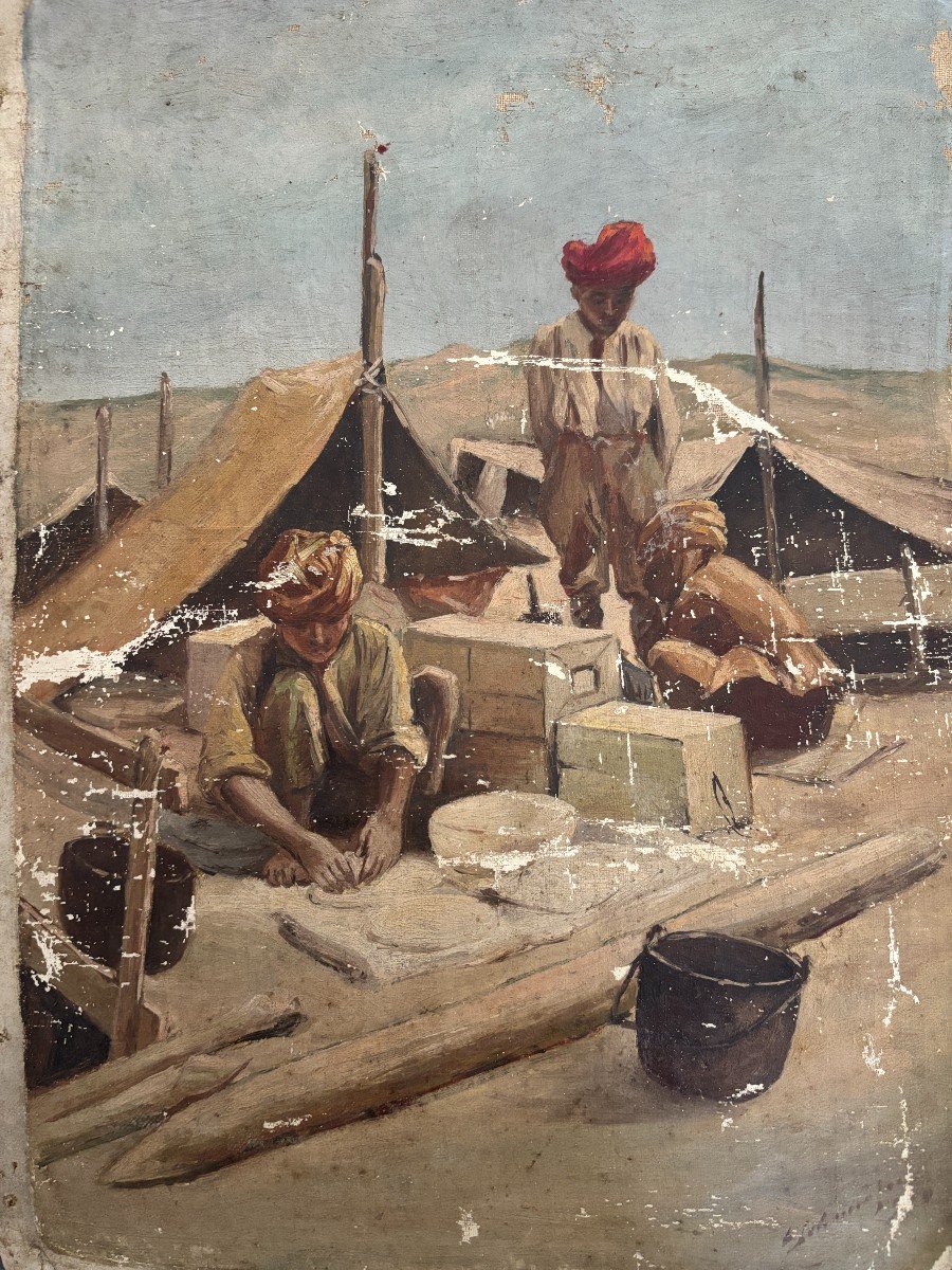 After F. Flameng And C. Hoffbauer, The Troops Of India Near Fricourt In The Somme, Oil 