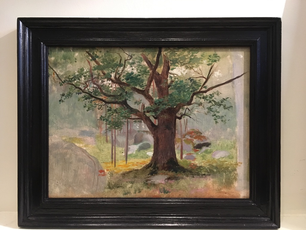 Georges Antoine Rochegrosse (1859-1938), Study Of Oak In Fontainebleau, Oil On Panel-photo-1