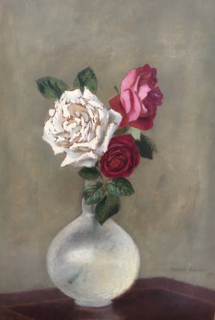 Charles Lacoste (floirac 1870-paris 1959), Bouquet De Roses Dans Un Vase Transparent, Huile 