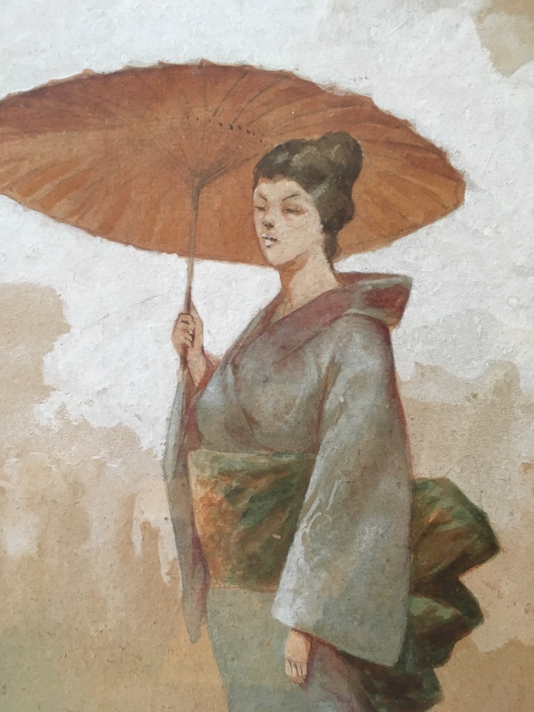 Georges Saint-lanne (xixe), La Japonaise, Dessin à La Gouache Et à l'Aquarelle-photo-3